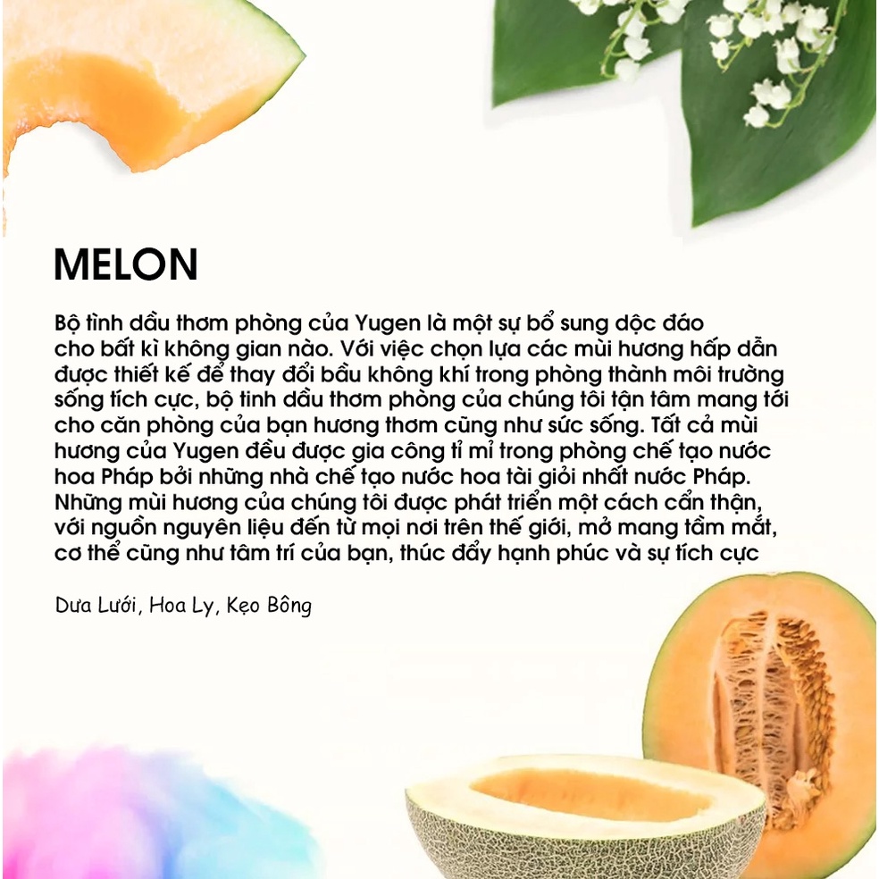 Tinh dầu thơm phòng 200ml Yugen / Mùi hương: MELON - Yugen Vietnam