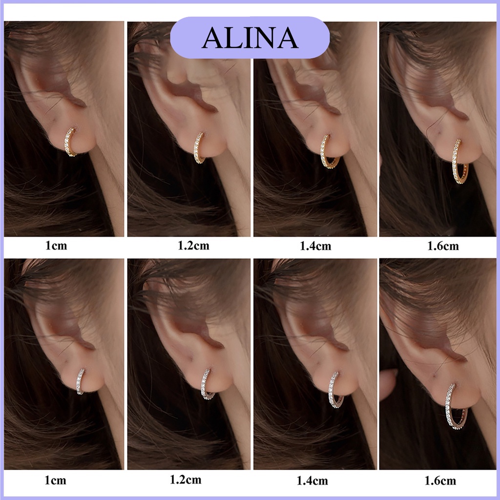 Khuyên Tròn Đá Bạc 925 Bấm Bật Chắc Chắn Nhiều Size Alina Bông Tai Tròn Đính Đá Đơn Giản Nam Nữ 0383