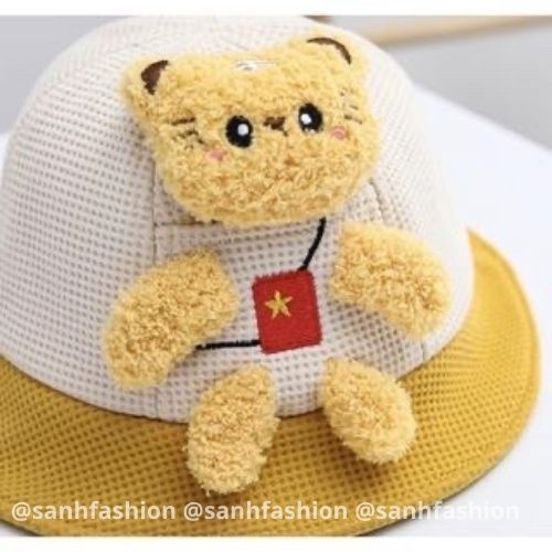 [Bé 6tháng-4tuổi] MŨ VÀNH VÁ 2 MÀU THÚ NHỒI BÔNG QUẢNG CHÂU BÉ TRAI,GÁI