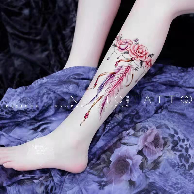 Miếng Dán Hình Xăm Tạm Thời Hình Hoa Hồng Chống Thấm Nước Lâu Trôi Kích Thước 12 * 19cm