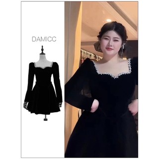 (Pre Order)Đầm Nhung Bigsize Hoàng Gia Pha Lê Bling Bling Sang Trọng 60-95kg