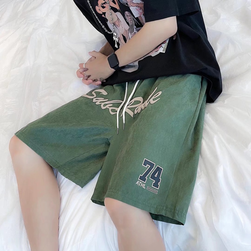 Quần Short Thể Thao Ống Rộng In Họa Tiết Phong Cách Hiphop Đường Phố Cho Nam