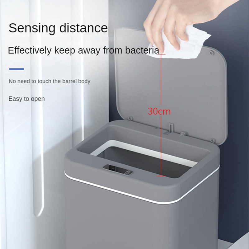 Thùng Rác Cảm Biến Thông Minh 14L Chống Nước Màu Trắng Cho Nhà Bếp Nhà Tắm