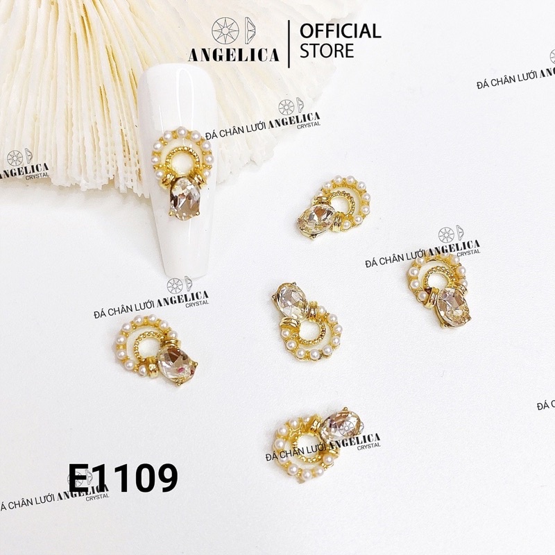 Phụ kiện nail tráng trí móng tay, Charm kim loại cao cấp ánh vàng, bạc 3D đính móng hình nơ, tim