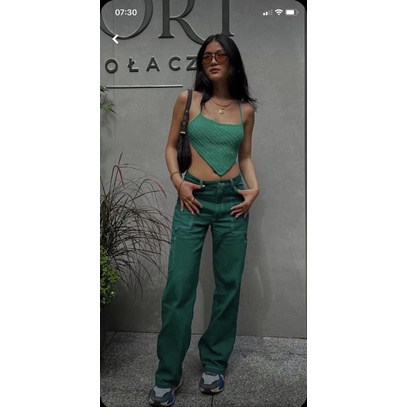 Áo len móc hai dây vạt nhọn KIRA crocheted top