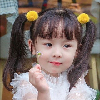 Set 2 dây cột tóc đính cục bông màu kẹo cho bé