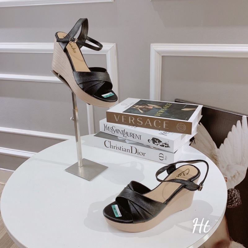 ❄️ Sandal xuồng quai xếp ly cô dâu đế cao 9cm