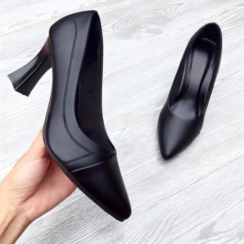 Giày cao gót da mềm 5cm, 7cm hoạ tiết thêu cách điệu- Giày cao gót công sở Made in Việt Nam KK.KD