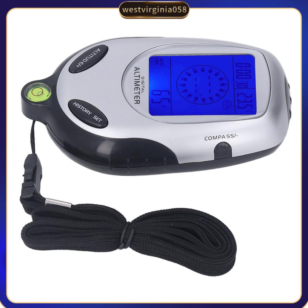 6 in 1 Altimeter Barometer Digital Display Multifunctional Thermometer Clock for Outdoor