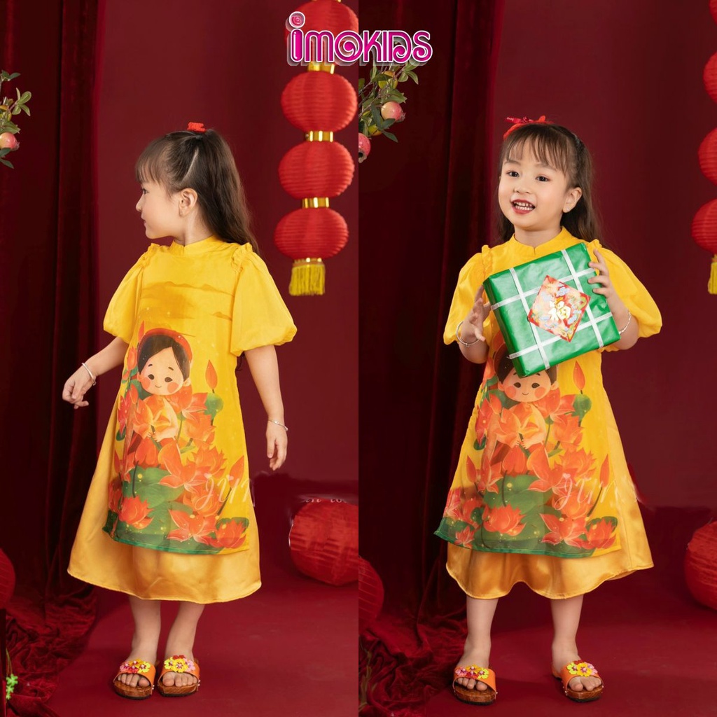 Áo dài bé gái 10-32kg June With Love, Oli River áo dài cách tân cho bé mặc tết xinh xắn, dễ thương T3