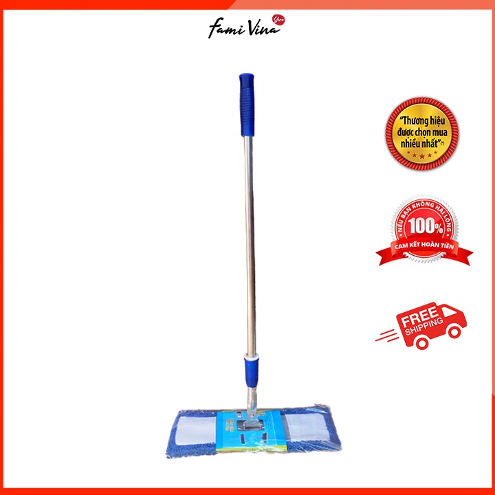 Cây lau nhà công nghiệp 45cm-Cây lau nhà san hô tự vắt tấm lau Microfiber siêu sạch bản lau xoay 360