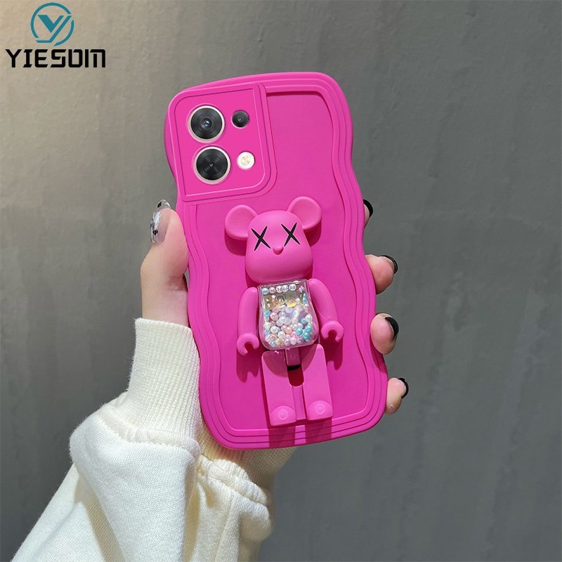 Ốp Điện Thoại Silicon Mềm Có Giá Đỡ Hình Gấu Kaws Cát Chảy Nhiều Màu Cho OPPO Reno 8 7 6 5 Pro 8Z 7Z 2 2F 5G