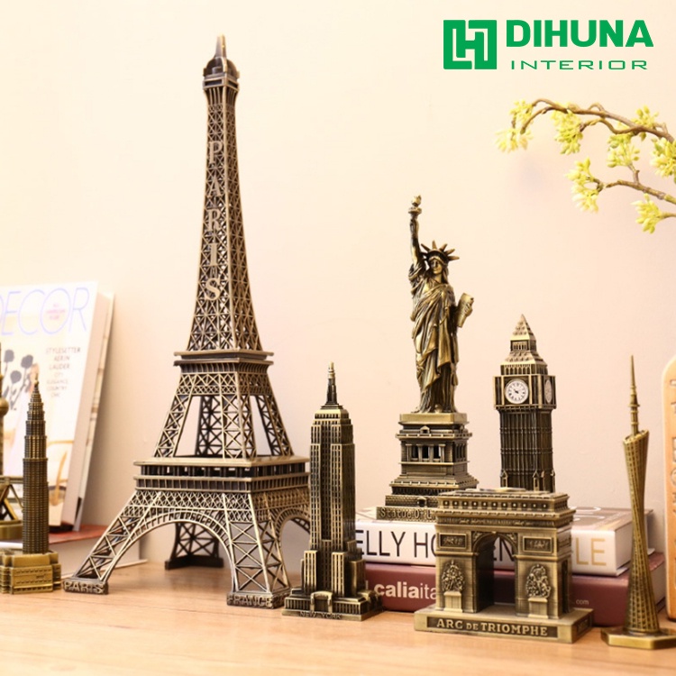 Mô hình tháp Eiffel kim loại, đồ decor trang trí để bàn, kệ tụ kệ sách, phòng khách phòng làm việc, làm quà tặng