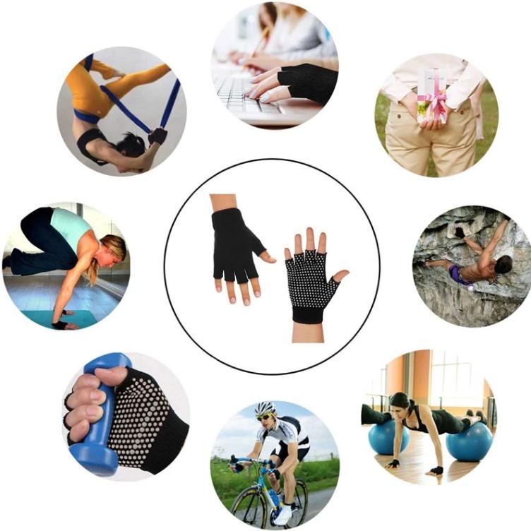 Găng Tay Tập Yoga Gym Xỏ Ngón Thun Sợi Cao Cấp Kết Hợp Hạt Sillicone Bám Sát Trên Mọi Bề Mặt