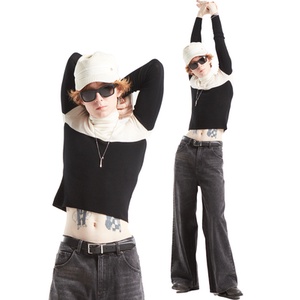 Áo Len Nữ Dài Tay Cổ Lọ Màu Trắng Đen