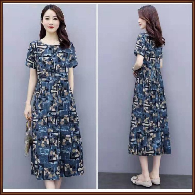 Đầm Tay Ngắn Dáng Rộng Họa Tiết Chấm Bi Phong Cách Cổ Điển Thời Trang Mùa Hè Cho Nữ