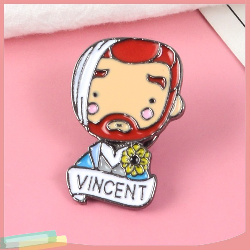 Trâm cài hoạt tiết Van Gogh in chữ Vincent bằng nhôm