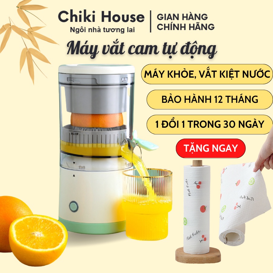 Máy Vắt Cam Tự Động Chiki House, Máy Ép Cam Cao Cấp Không Dây Chính Hãng Bảo Hành 12 Tháng