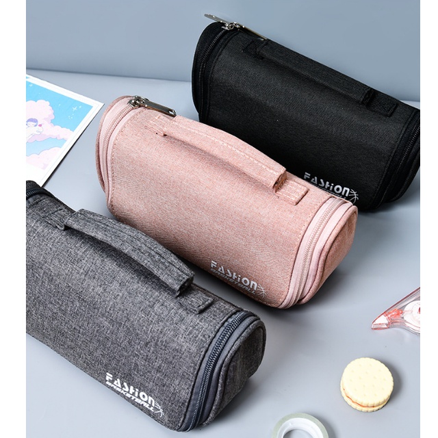 Túi Đựng Bút Bằng Vải Canvas Sức Chứa Lớn Đa Năng Có Tay Cầm Dành Cho Học Sinh