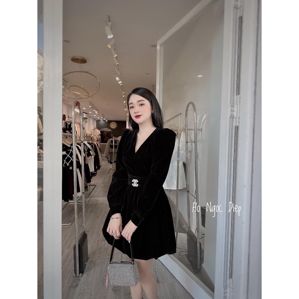 Váy nhung 2 lớp kèm tag
