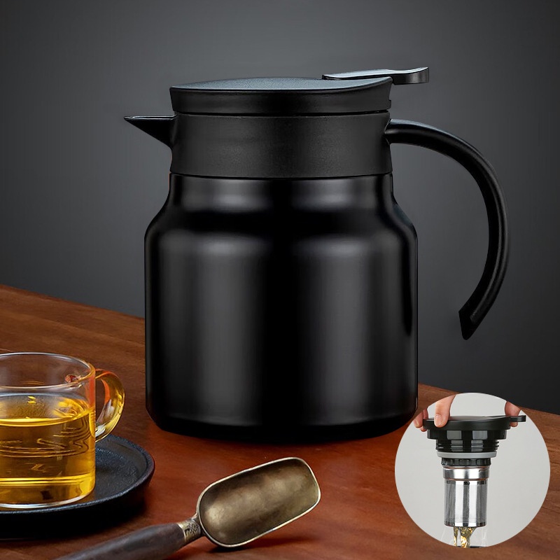 Bình Pha Trà Giữ Nhiệt INOX Dung Tích 1000ML Có lưới Lọc, Ấm Pha Trà Cao Cấp Giữ Nhiệt Có Tay Cầm Tròn Tiện Lợi