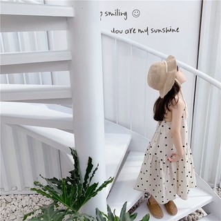 ( Ảnh Thật ) Váy Đầm Maxi đuôi cá Chấm bi Bé Gái