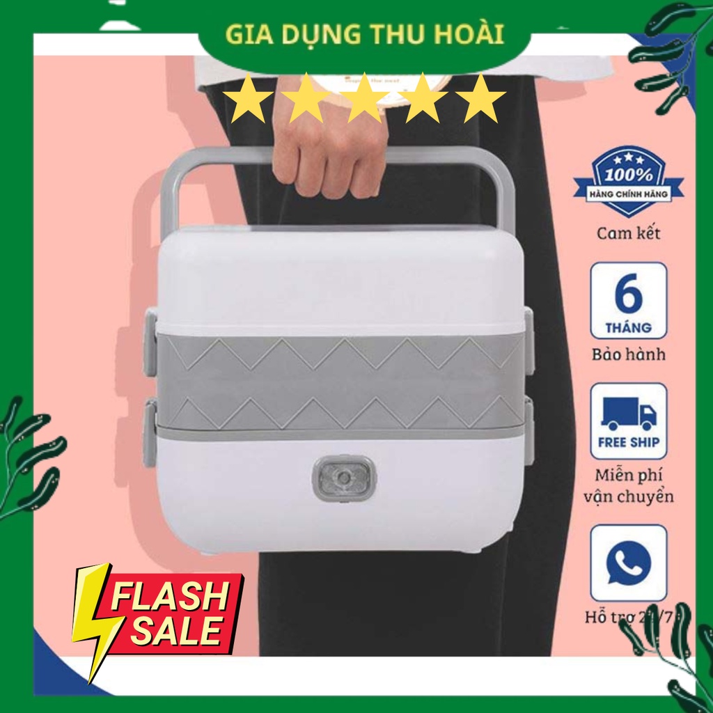 Hộp ủ cơm cắm điện 2 tầng 4 ngăn đựng đồ đi học, đi làm văn phòng tiện lợi, Hộp cơm điện hâm nóng và nấu chín thức ăn