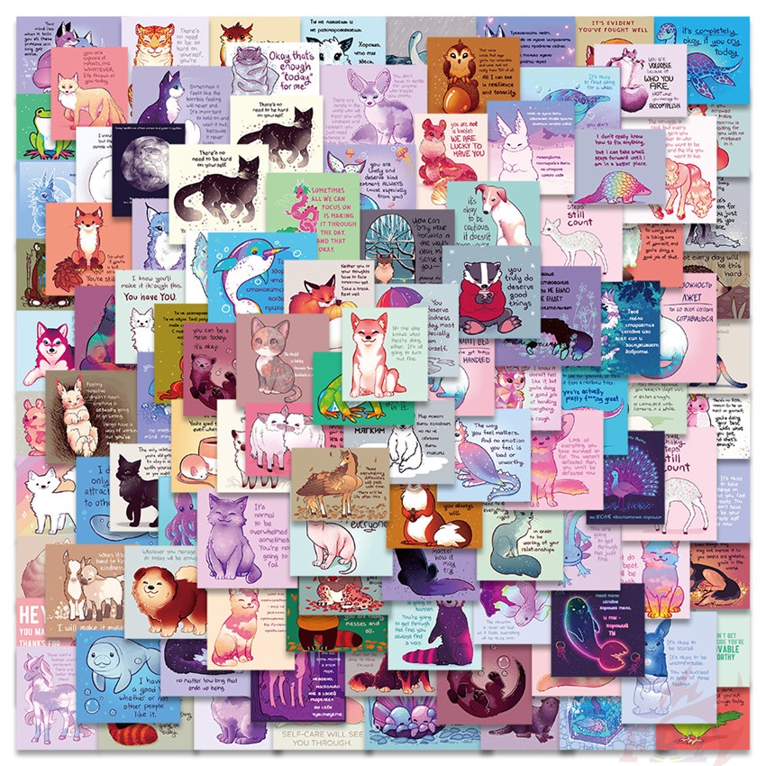Bộ 100 / 100 Món Đồ Chơi Chất Lượng Cao ❉ Q Animal. Miếng Dán Trang Trí Thiết Kế Ngộ Nghĩnh ❉ Sticker Dán Tường Chống Thấm Nước Họa Tiết Doodle Hợp Thời Trang