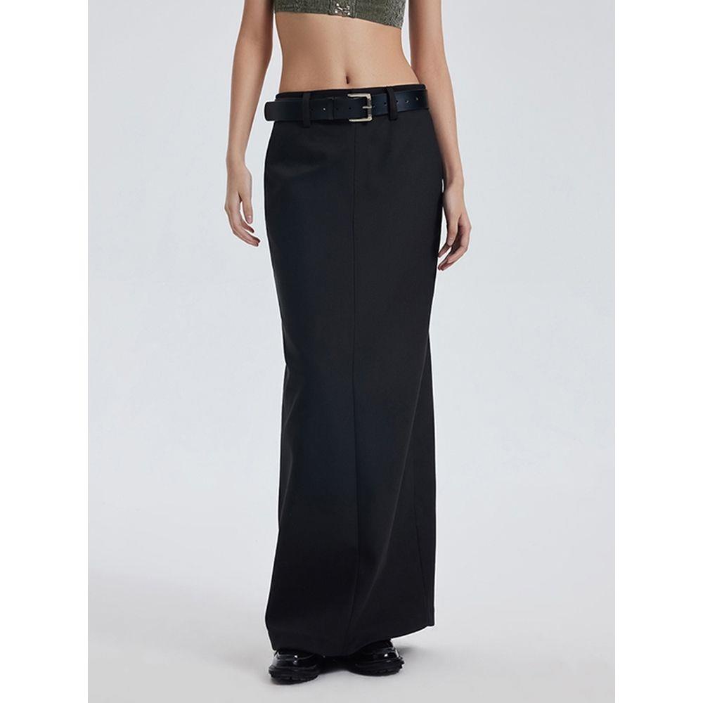 Chân Váy Đen Lưng Cao Dáng Rộng Xẻ Tà Thời Trang Mùa Thu 2022 Cho Nữ