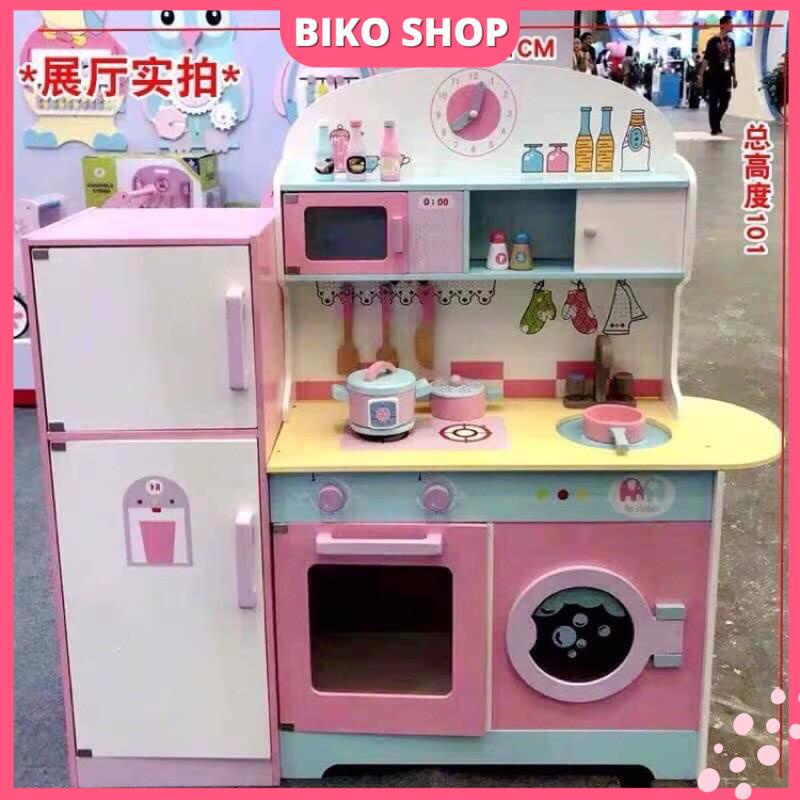 Đồ chơi bếp bằng gỗ màu hồng 101cm cho bé - Đồ chơi gỗ cho bé - Biko Shop