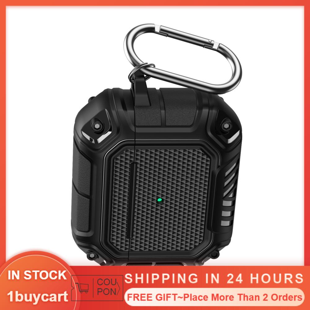 1buycart Headphone Protective Cover TPU Case Anti Lost with Carabiner for IOS Earbuds 3 Black