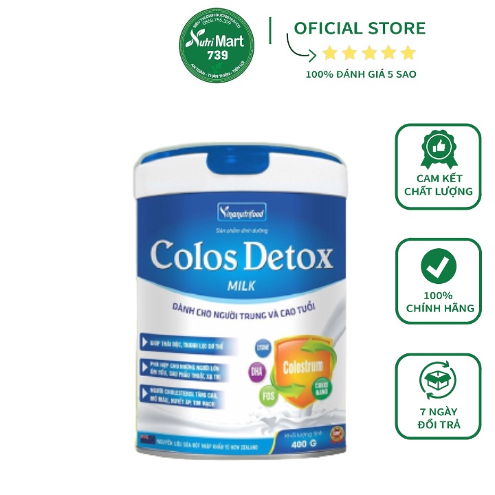 Sữa Colos Detox Milk Xanh Vinanutrifood Hộp 900g Và 400g