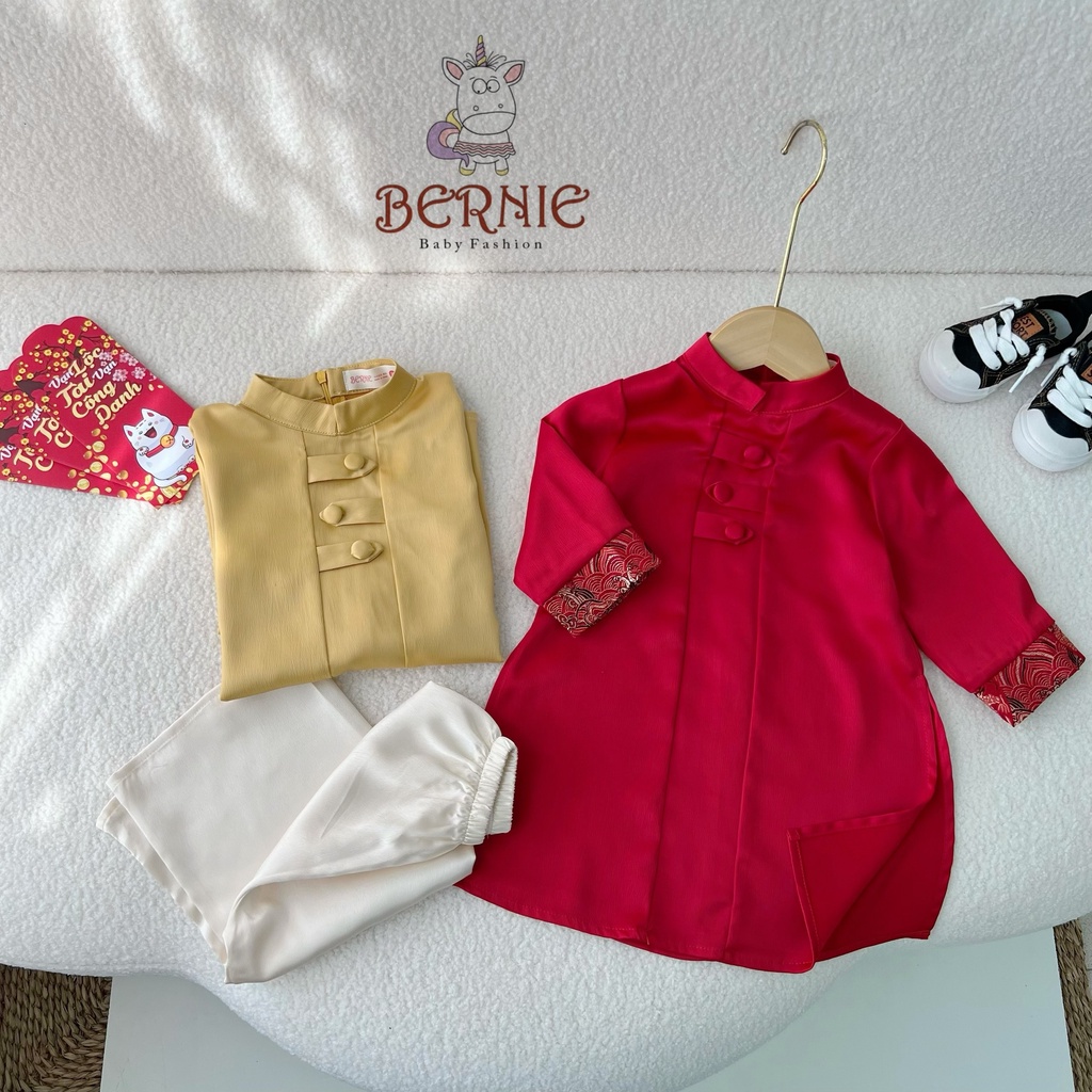 Set áo dài lụa cách tân BERNIE cho bé trai đi chơi Lễ Tết, du Xuân chụp hình AD12
