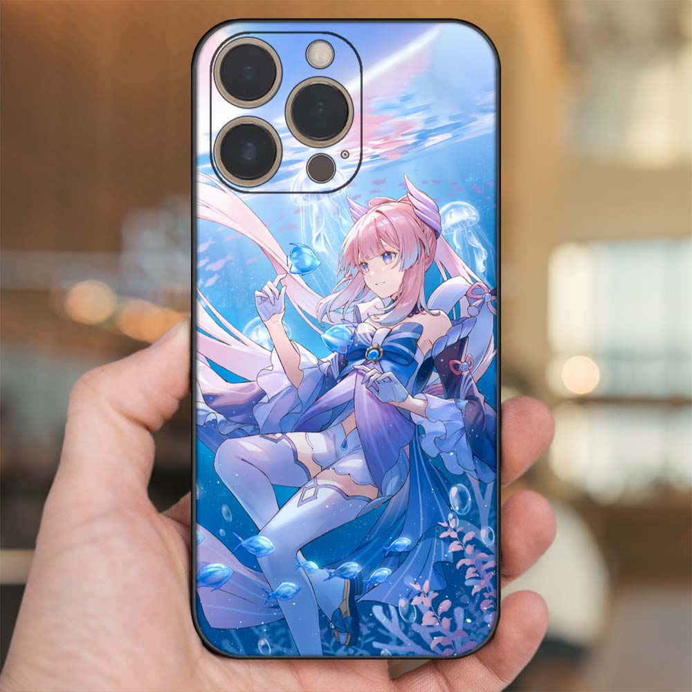 Ốp lưng iPhone 14 Pro dẻo đen cạnh vuông in hình Sangonomiya Kokomi Genshin Impact