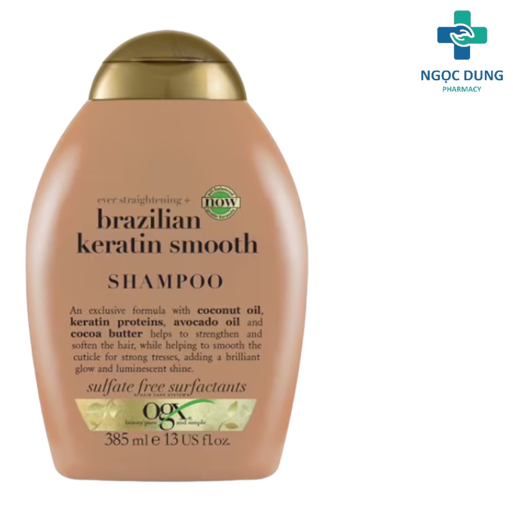 Dầu Gội Vào Nếp Suôn Mượt Ogx Brazilian Keratin Therapy Shampoo 385Ml
