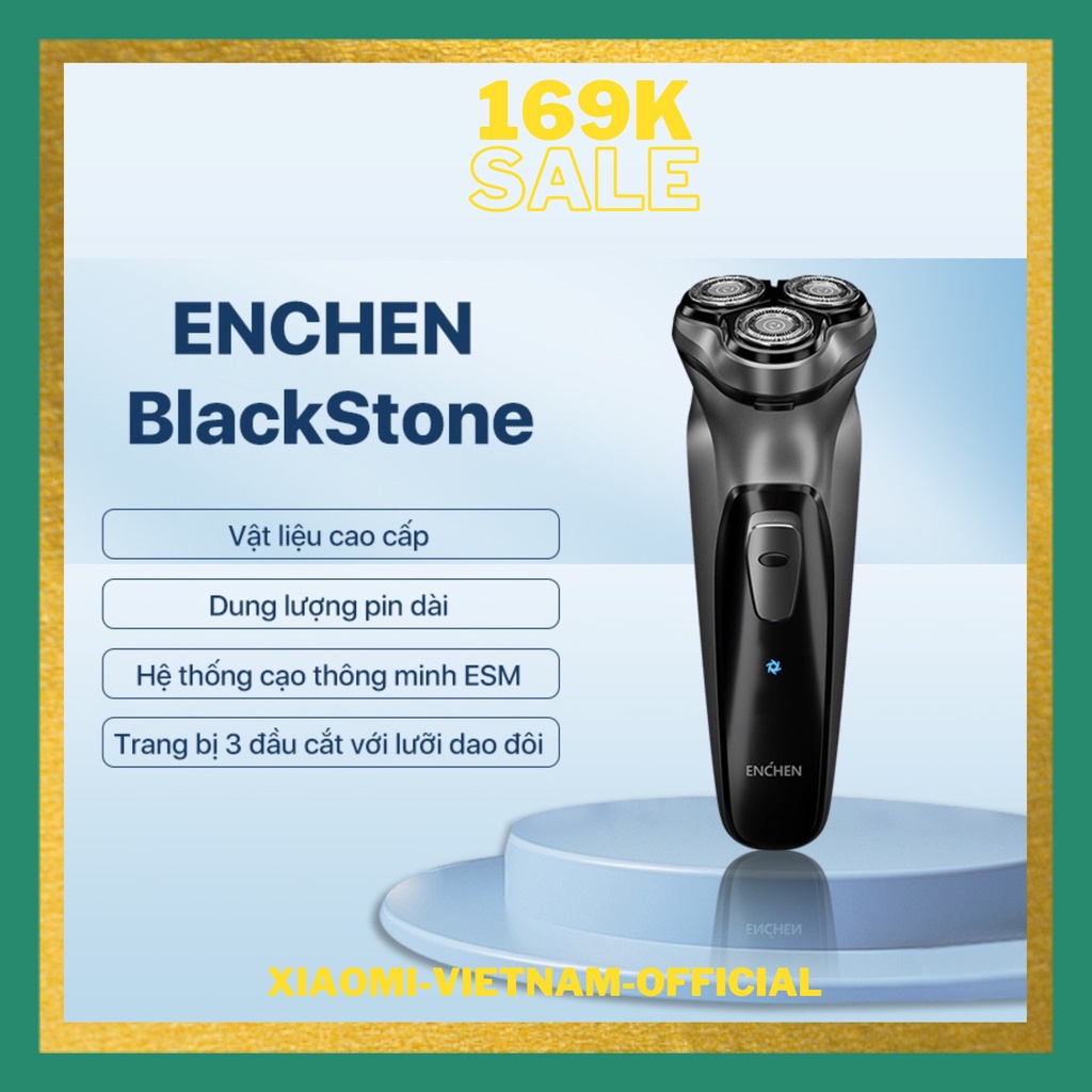 Máy cạo râu điện Xiaomi Enchen BlackStone đầu cắt 3D sạc USB-C với 3 đầu cạo sạch sâu