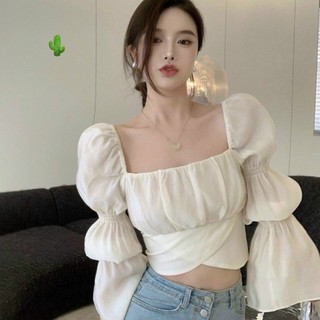 Áo Kiểu Chéo Nơ Cổ Vuông(có Mút)