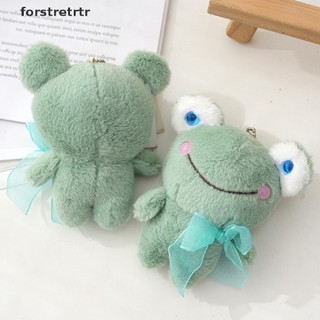 Forstretrtr Kawaii Cartoon Green Frog Plush Keychains Rings Key Holder Cute Soft Pendant Soft Stuffed Animal Toy for Kids EN