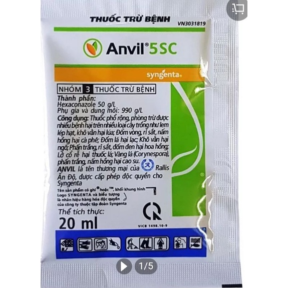 Anvil 20ml Trị rỉ sắt , đốm lá , thán thư