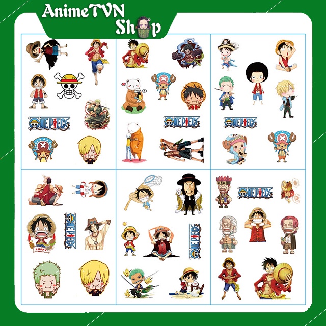 Combo 6 Tấm Sticker PVC trong suốt Anime/Manga (SAO, Date a Live, Bungou, One piece, Tokyo Ghoul, Naruto )