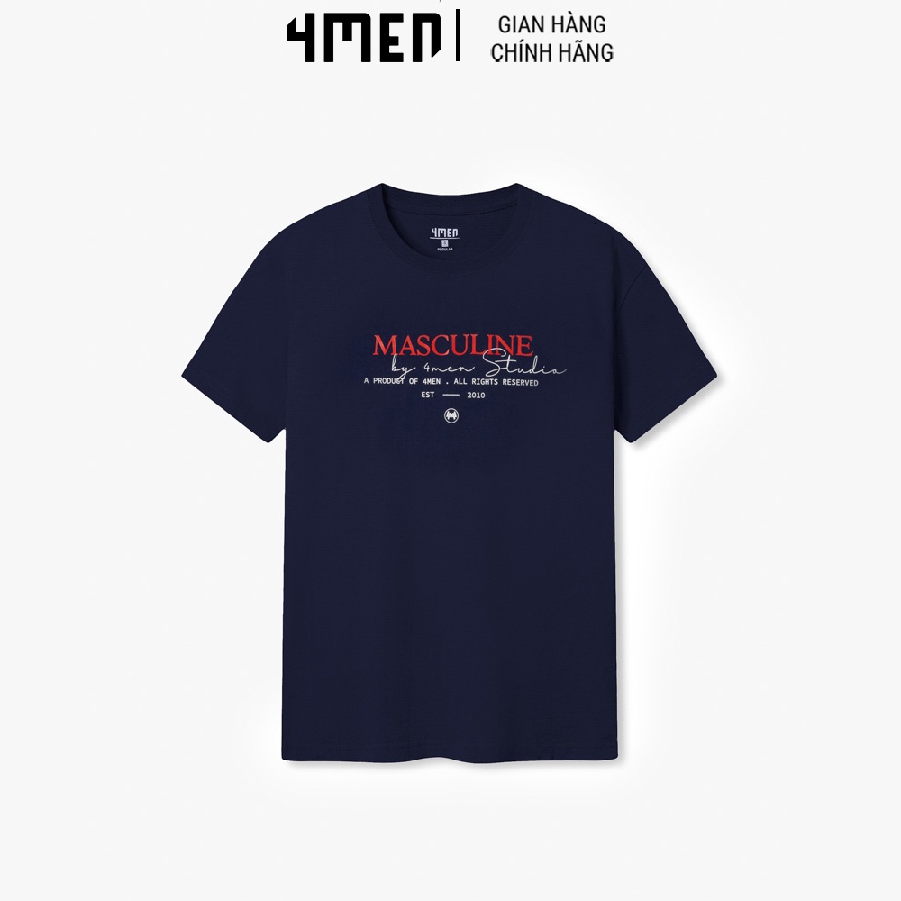 Áo Thun Nam Regular Masculine 4MEN AT120 cổ tròn, Tshirt ngắn tay, thấm mồ hôi, thoáng mát, mềm mại, trẻ trung
