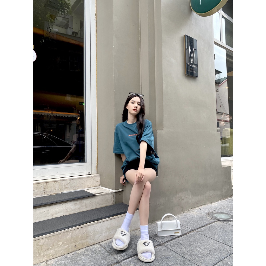 Áo Thun Oversize Local Brand NEVASOME Signature v2 Xanh Mòng Két Cotton Tay Lỡ Form Rộng Nam Nữ