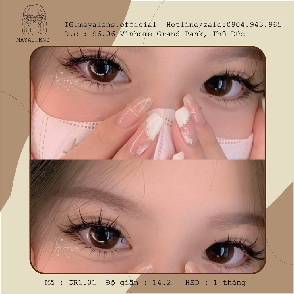 Lens Choco Kính Áp Tròng Nâu Đất ( Tặng Kèm Khay Gương)