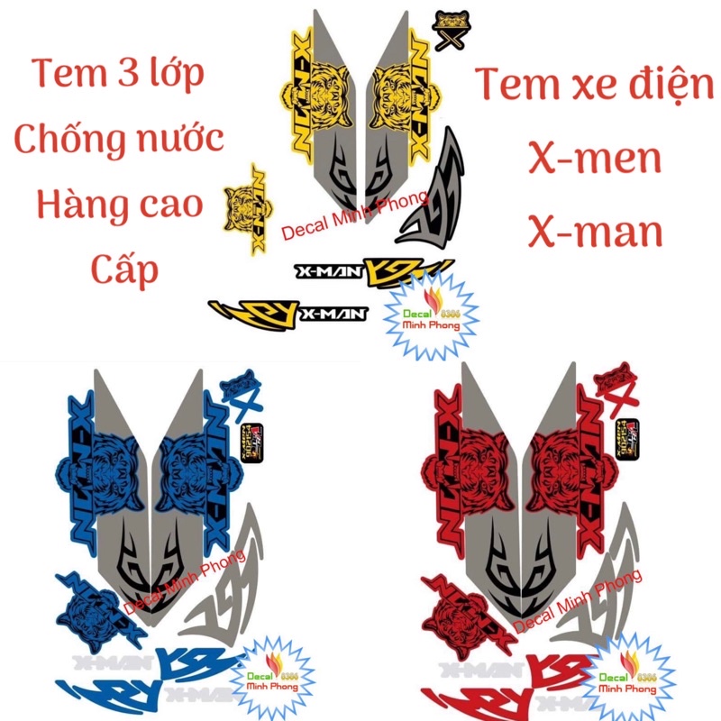 Tem xe đạp điện X Men,tem 3 lớp cao cấp