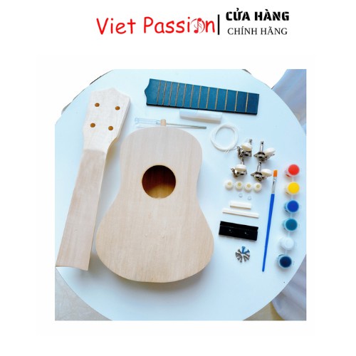 Đàn ukulele soprano 21 inch gỗ mộc chưa sơn Tặng bộ sơn màu Viet Passion HCM