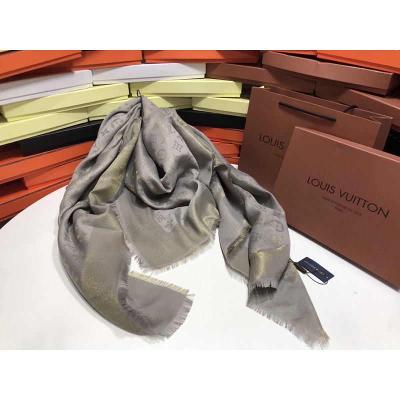 Khăn dạ LV ánh nhũ hoạ tiết fullbox
