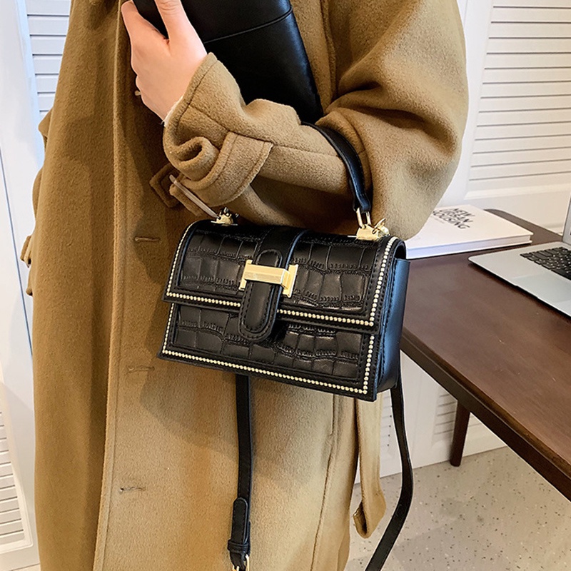 Túi Đeo Chéo Hình Vuông Nhỏ Họa Tiết Vân Đá Thời Trang Cho Nữ