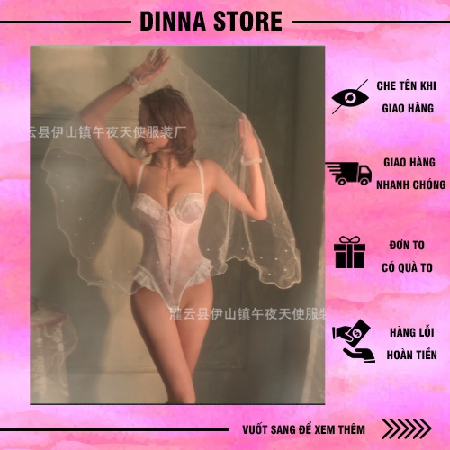 Cosplay hóa trang cô dâu bodysuit váy ngủ đồ ngủ nữ sexy quyến rũ gợi cảm
