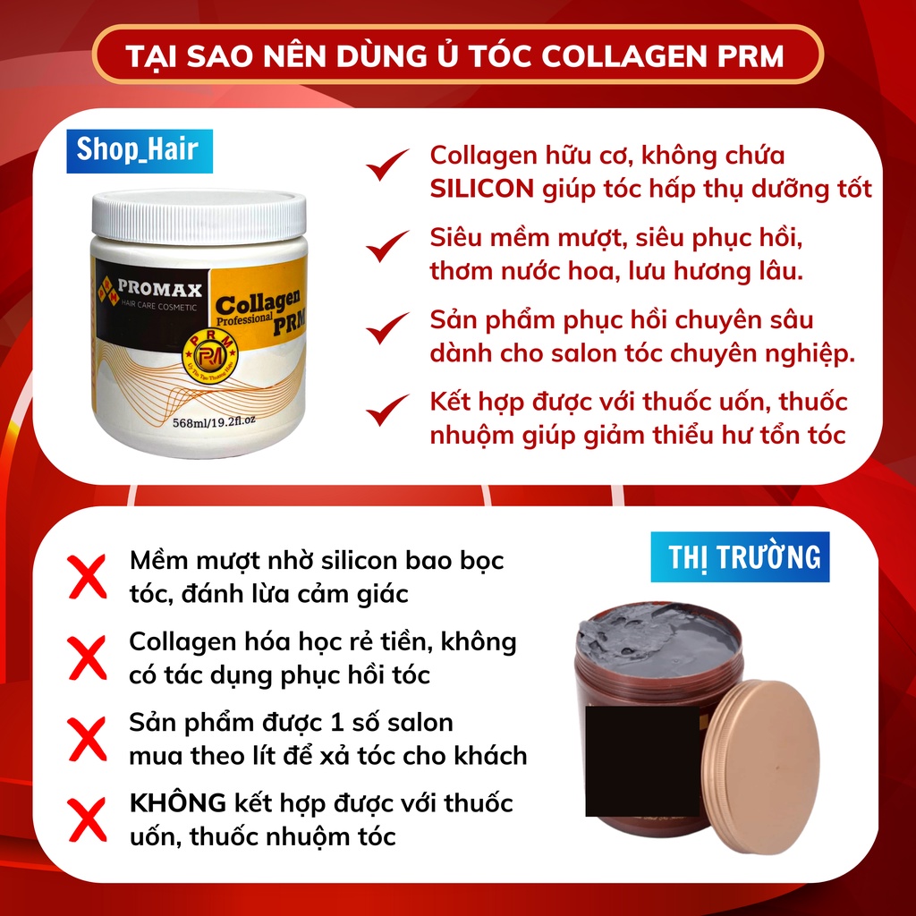 Kem ủ tóc Collagen PRM không chứa silicon, dầu hấp tóc collagen phục hồi hư tổn tóc chuyên nghiệp | Bill Hair, Billhair