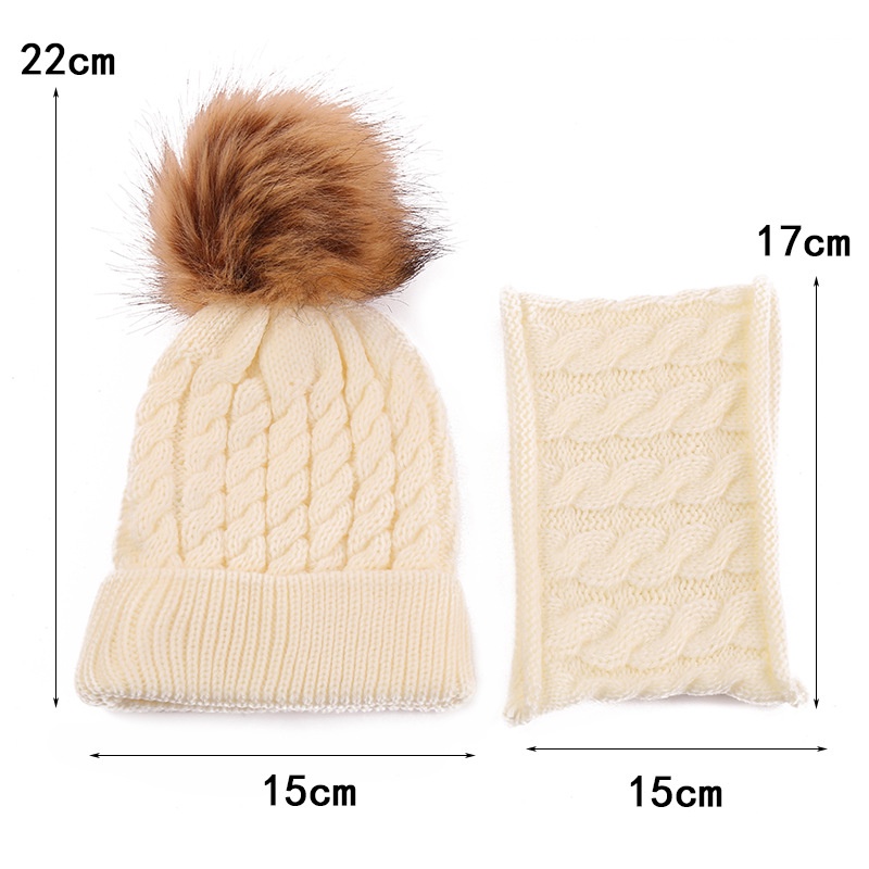 Set Mũ Len + Khăn Choàng Cổ Dệt Kim Thời Trang Thu Đông Dành Cho Bé Trai Và Bé Gái 0-3 Tuổi